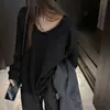Camiseta blanca de manga larga con cuello en V de fábrica para mujer, nuevo estilo de otoño, camiseta básica de alta gama, top holgado y casual