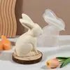 Vela Perfumada de Conejo Semitridimensional de Pascua Molde de Silicona de Resina Molde para Adorno de Conejo de Yeso DIY