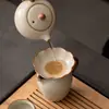 Filtro de resíduos de chá bege para forno Ru, vazamento de chá, acessórios para conjunto de chá kung fu, filme aberto, pode levantar luz de alta qualidade, boutique de luxo