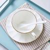 Juego de Tazas de Café de Porcelana Ósea Jingdezhen, Juego Sencillo Estilo Europeo para el Té de la Tarde, Tazas de Café para el Hogar con Platillo y Borde Dorado