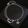 Pulsera Minimalista Geométrica de Corazón de Durazno para Mujer, Estilo Retro Coreano, Pulsera de Estrella de Moda de Alta Gama, Joyería de Mano Creativa