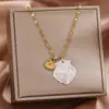 Moda Europeia e Americana Estilo de Férias de Verão na Praia Transfronteiriça Colar de Peixe Dourado Tartaruga com Concha Natural Aço Inoxidável Joias Femininas