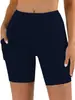 Shorts de Yoga Europeus e Americanos com Sensação Nua e Bolsos Amigáveis à Pele Apertados Levanta Bumbum Elástico Esportivo Fitness Calças Capri Levanta Bumbum Transfronteiriço