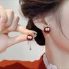 Pendientes de lazo de terciopelo rojo con ambiente de moda, temperamento femenino, flor dulce, borla larga, pendientes Joker al por mayor