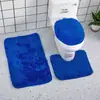 Set de Baño de Tres Piezas de Lana de Seda Felpudo Antideslizante para Baño Alfombra Aislante de Pelo Largo Combinación de Felpudos Transfronterizo