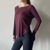 Camiseta elástica de manga comprida feminina primavera e verão solta emagrecimento roupas de ioga de alta qualidade corrida pilates fitness casual top