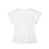 Ropa europea y americana para mujer transfronteriza, moda popular en AliExpress, elegante camisa de cuello redondo con volantes estilo francés