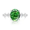 Anel de Flor de Gelo Colorido com Pedras Preciosas Hot-Selling do Tiktok para Mulheres, Anel Super Brilhante de Diamante de Alto Carbono Cor de Ovo de Pombo, Dropshipping para Transmissão ao Vivo