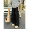 Pantalones casuales de trigo color café con pliegues para hombre, estilo "old money" de otoño, pierna ancha, holgados, versátiles, largos
