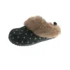 Jialuoya~Zapatos Birkenstock con forro de felpa para mujer, pantuflas cerradas de invierno con suela gruesa que aumentan la altura, zapatos de algodón, mules perezosos sin cordones
