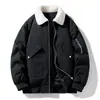 26 Otoño/Invierno Tallas Grandes Algodón - 8XL Cuello de Borrego Chaqueta Tallas Grandes Chaqueta de Invierno para Hombre Ropa de Algodón con Relleno de Plumas Chaqueta de Béisbol