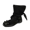 Sandalias de ballet para mujer con punta cuadrada y lazo, estilo retro, aumento interno de altura, adecuadas para combinar con faldas, desmontables, uso de tres maneras, zapatos Mary Jane de corte bajo
