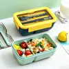 Marmita Estilo Japonês para Estudantes Amazon Transfronteiriça, Segura para Micro-ondas, com Porta-Talheres, Grande Capacidade, Compartimentos Divididos, para Trabalhadores de Escritório