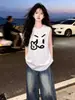 Camiseta sin mangas deportiva versátil estilo campus para hombres y mujeres, diseño de graffiti de dibujos animados de verano, tops de algodón puro para parejas