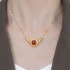 TikTok Mesmo Estilo Temperamento High-end Colar de Feijão Acácia Design de Nicho Feminino Ágata Vermelha Moda Colar Corrente Cadeia de Clavícula