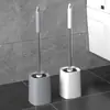 Escova de Vaso Sanitário para Limpeza de Banheiro Doméstico, Sem Cantos Mortos, com Base, Conjunto de Cabo Longo para Limpeza