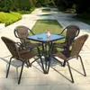 Mesa Quadrada de Vidro Temperado Pátio Externo Casual Simples Jardim Café Negociação Jantar Reunião e Mesa de Escrita