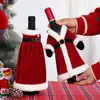 Funda para Taza de Navidad 2026 Estilo Nuevo Falda Vestido de Terciopelo Dorado Cubierta para Botella de Cerveza Vino Tinto Decoraciones de Ambiente Festivo