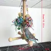 Amazon Rede de Balanço de Madeira Trampolim Balanço de Papagaio Conjunto de Três Peças Brinquedo Plataforma de Habitat para Pássaros Escada de Escalada para Papagaio