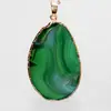 Pingente de Ágata Natural com Borda Galvanizada Pedra Natural Cristal Pedra Bruta Irregular Pingente para Colar DIY Estilo Geométrico