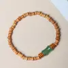 Pulsera DIY de Nudo de Bambú y Sándalo Natural, Artículo Cultural de Nicho, Pulsera Étnica de Doble Círculo de Aventurina para Mujer, Regalo