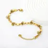 Pulsera Gruesa de Acero Inoxidable Minimalista de Lujo Ligero Europea y Americana con Diseño Creativo de Cadena de Metal 18K para Mujer