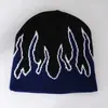 Gorro de punto con estampado de llamas para hombre y mujer, gorro tipo beanie de moda callejera hip-hop con personalidad, ropa para vacaciones