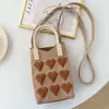Bolsa de Mão Nova Estilo Tricô Cor Dopamina Nicho Versátil Bolsa de Armazenamento Bolsa Pequena Transversal Tricô