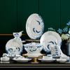 Louça azul e branco placa de porcelana Jingdezhen cerâmica doméstica osso China cerâmica disco tigela conjunto presente atacado