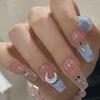 Manicura Uñas Portátiles Ins Blanqueamiento Avanzado Francés Estudiante Parche de Manicura Portátil Uña Postiza de Longitud Media Producto Terminado