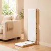 Placa arranhadora vertical em forma de L de papel kraft branco para comércio exterior, poste integrado para garras de gato para arranhar, protege o sofá de arranhões de gato, permite que os gatos brinquem e arranhem sozinhos