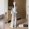 9905 Pantalones Anchos con Cordón Retro para Mujer Otoño Invierno Holgados Adelgazantes Casuales Cintura Alta Caída Estilo Perezoso Pierna Recta Largos