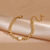 Pulsera transfronteriza europea y americana de acero de titanio para mujer, estilo coreano, acero inoxidable que conserva el color, pulsera de circonita con incrustaciones de diamantes, moda simple, venta al por mayor mixta