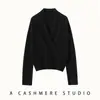 Cashmere com decote V cruzado feminino 2025 outono e inverno novo estilo roupão francês peça externa base de tricô suéter preguiçoso