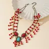 Nuevo Collar de Estilo Étnico, Collar Bohemio de Cuentas Turquesas con Borlas, Adorno Retro para la Frente, Cadena para la Clavícula, Accesorios para Fotos