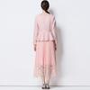 Ropa Casual para Mujer, Elegante y Grácil, Entallada en la Cintura, Vestido Estilo Chanel, Falda Larga Plisada de Imitación de Dos Piezas para Mujer con Cinturón