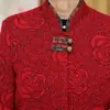 Nuevo Top Retro de Traje Tang con Cuello Alto para Primavera/Otoño para Mujeres de Mediana Edad y Mayores, Chaqueta de Longitud Media Bordada Cálida de Terciopelo Plus de Abuela