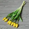 Tulipa Artificial Decoração para Sala de Estar de Casa Enfeites Arranjo de Flores Artificiais Buquê de Botões de Tulipa Artificial de Cola Macia