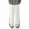 Calça de moletom listrada personalizada/estilo americano, nova coleção de outono, corte solto, efeito de caimento, bordado color-block, versátil para esportes e uso casual