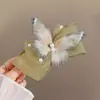 Horquilla de malla súper hada con lazo de perlas para mujer, parte trasera de la cabeza, cabello Mori, pinza de pico de pato, sentido avanzado, horquilla de una sola pieza
