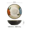 Vajilla en idioma Hua, adecuada para tazón de cerámica de estilo japonés, tazón de arroz simple y creativo para el hogar, tazón de fideos, tazón de sopa, plato, ligero defecto.