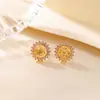 Brincos de Prata Esterlina S925 Yuebao Jewelry Amarelo Girassol Cristal Cravejados Completamente com Diamantes Brilhantes de Luxo para Mulheres Venda Quente