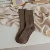 Calcetines de Cashmere para Hombre de Doble Aguja Color Sólido de Pelo Medio Otoño e Invierno Hilo de Color Coreano Cashmere Hechos a Mano Calcetines Japoneses Apilados