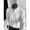 Camiseta Suelta Bordada de Nuevo Estilo para Hombre Otoño 2026, Camiseta de Manga Larga Versátil Casual con Cuello Redondo y Bloques de Color