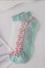 Calcetines cortos de verano de seda de vidrio con diseño floral para mujer, estilo japonés, bonitos y frescos, de algodón, transpirables y con absorción del sudor.