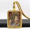Escritura Integrada con Cinabrio Pintado en Oro, Tanka Semimanual de Zaki Lhamo, Tanka del Dios Amarillo de la Riqueza, Collar con Colgante de Amuleto de Buda Portátil