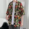 Camisa Floral Retro Vintage Estilo Hong Kong, Manga Corta Estilo Tailandés-Hawaiano, Camisa Holgada Elegante y Fresca