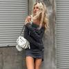 Comercio exterior 2024 Europa y Estados Unidos en otoño e invierno nuevo vestido de cadera ajustado de punto lijado vestido de cuello INS para mujer
