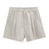 Amor y Nancy Trece Líneas Minimalista Verano Estilo Coreano Algodón Puro Que Cubren la Cadera Cintura Alta Plisados Corte Delgado Pantalones Cortos 22476