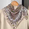 Estilo Étnico Gris Delgado Similar a la Seda Bufanda Cuadrada Pequeña de 70 Bufanda de Lino y Seda para Mujer Primavera y Otoño Hombro Caído Regalos para Madre